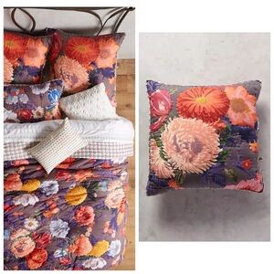 Anthropologie Agneta Euro Sham Vibrant Blooms Floral Pillowcase 26” x 26” NEW